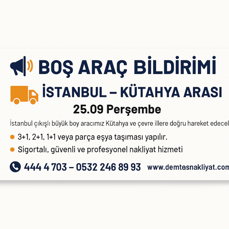 İstanbul Kütahya araç bildirimi