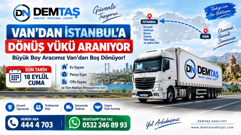 Van İstanbul Boş Araç  Dönüş Yükü Aranıyor
