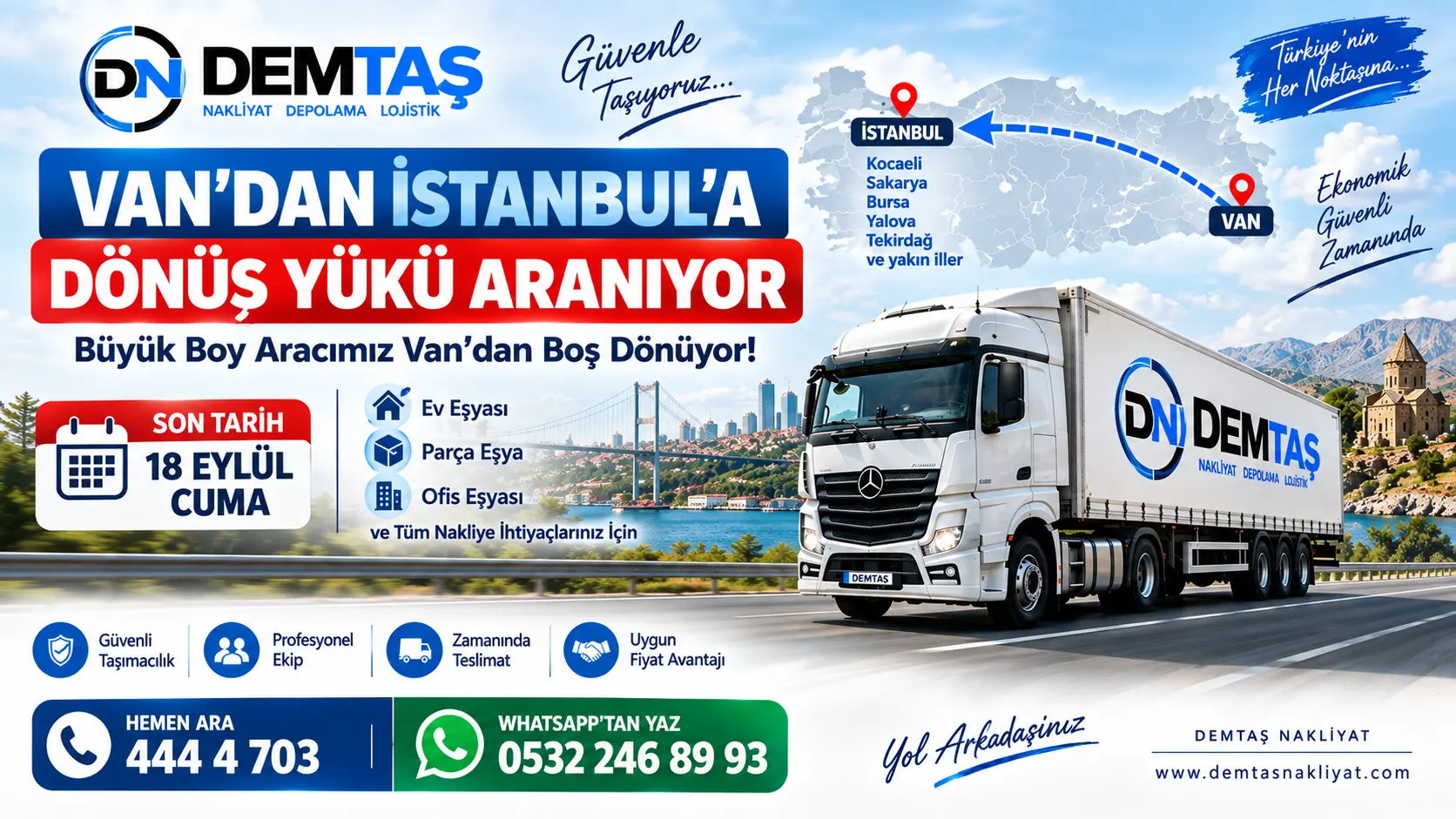 Van İstanbul Boş Araç  Dönüş Yükü Aranıyor